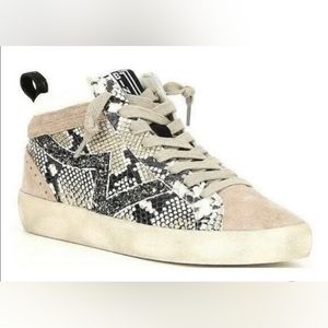 GIANNI BINI Animal Print Snakeskin Suede High Top Sneakers GOLDEN GOOSE LOOK!